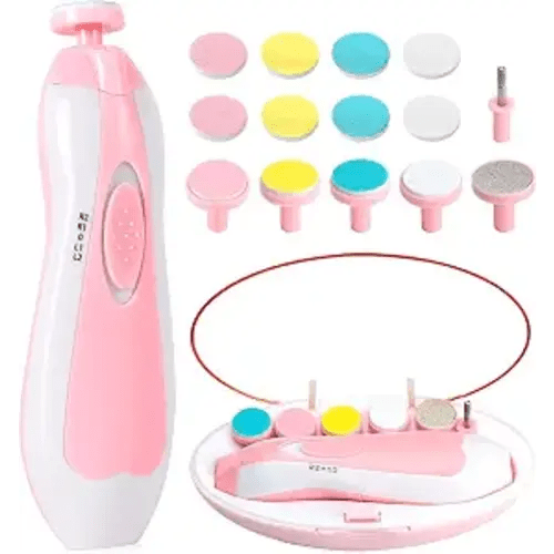 Qunlions life Baby Nail Trimmer Electric-6 in 1 Baby Nail File Clippers Infant Grooming Kit Manicure Set for Toddler or Adults, Pink