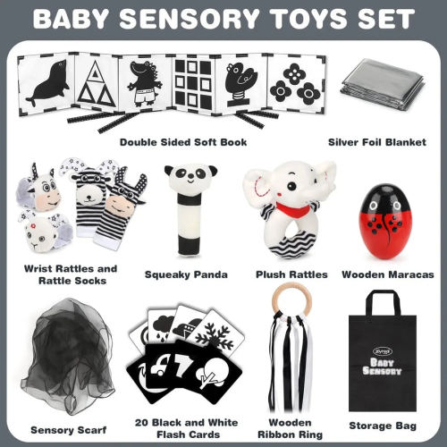 Black & White Baby Toys: 32PCS Sensory Set for Visual Development – Joyreal