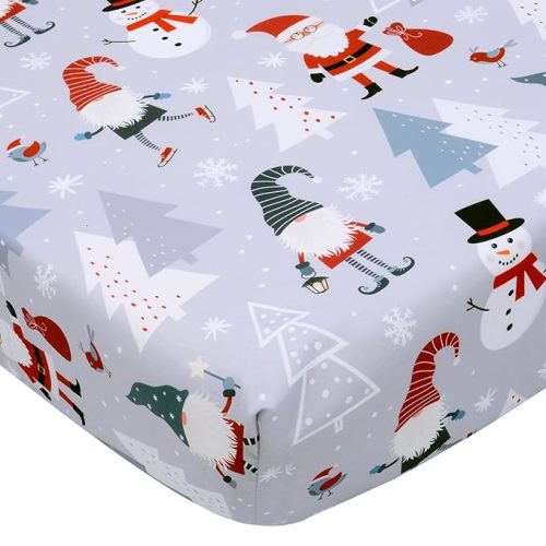Cloele Christmas Crib Sheet Snowman Fitted Sheet for Boys Girls - 1 Pack Baby Nursery Sheet Cozy Bed Sheet for Standard Crib and Toddler Mattresses - Grey Crib Mattress Infant Toddler Sheet