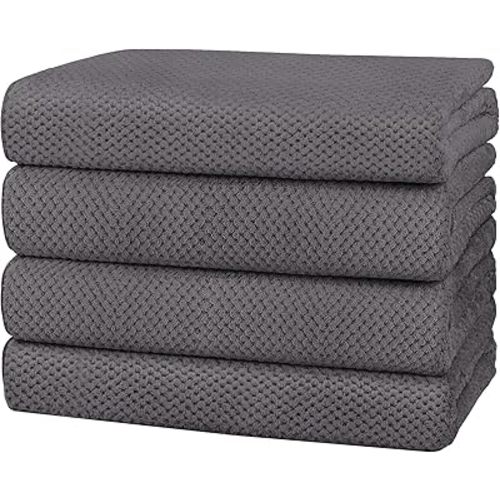 HOMEXCEL Bath Towel Set Pack of 4, 30 x 60 Inches Large Microfiber Bath Towels, Soft, Absorbent, and Quick Dry Towels for Bathroom, Pool, Beach, Swim, and Yoga, Large Bathroom Towels, Grey