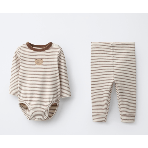 STRIPED EMBROIDERED BODYSUIT AND LEGGINGS SET - Zara