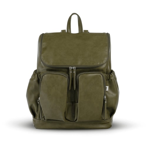 Signature Diaper Backpack - Olive Vegan Leather