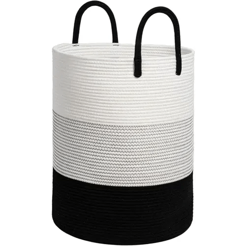 CHICVITA Clothes Laundry Basket with Handles, Tall Laundry Basket Holder for Bedroom, Living Room, Bathroom, Baby Nursery Cloth Hamper for Clothes, Blankets, Towels, Pillows, Toys, 15 x 20 inches, 58L