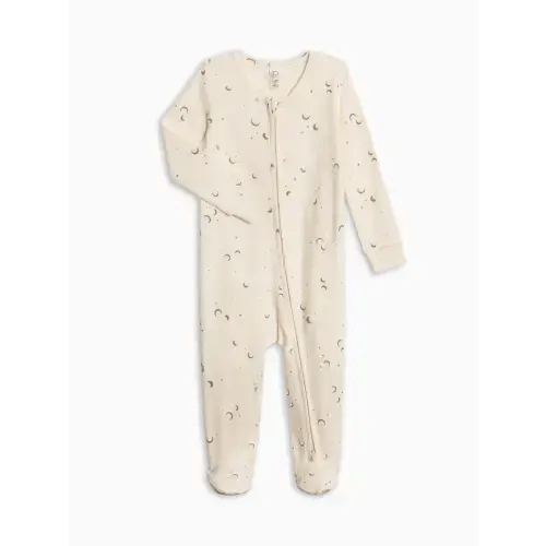 Colored Organics Peyton Zipper Sleeper (NB) - Moon / Taupe