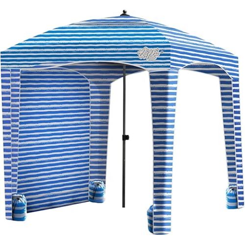 Qipi Beach Cabana - Easy to Set Up Canopy, Waterproof, Portable 6' x 6' Beach Shelter, Included Side Wall, Shade with UPF 50+ UV Protection, Ultimate Sun Umbrella - for Kids, Family & Friends