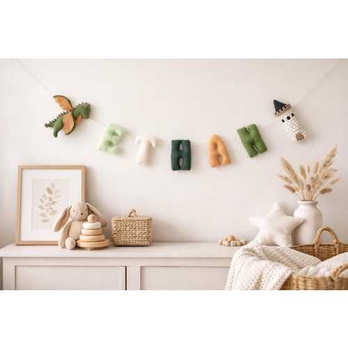 Dragon nursery decor, felt name banner, felt name garland