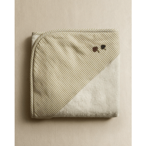 STRIPED MUSLIN HOODED BABY BATH TOWEL
