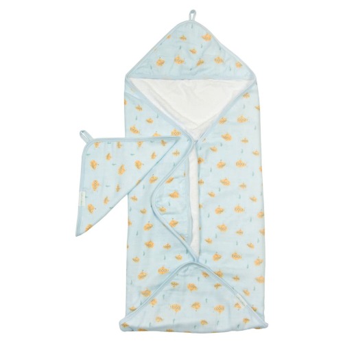 Print Muslin Hooded Towel & Washcloth Set