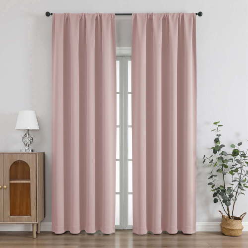 Chyhomenyc Blush Pink Blackout Curtains 84 Inches Long, Thermal Insulated Energy Saving Solid Soft Privacy Rod Pocket Window Curtains for Living Room Girls Bedroom, Each 40Wx84L Inch, 2 Panels