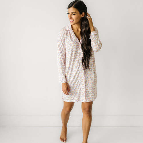 Pastel Rainbows Women's Long Sleeve Sleep Shirt - Little Sleepies