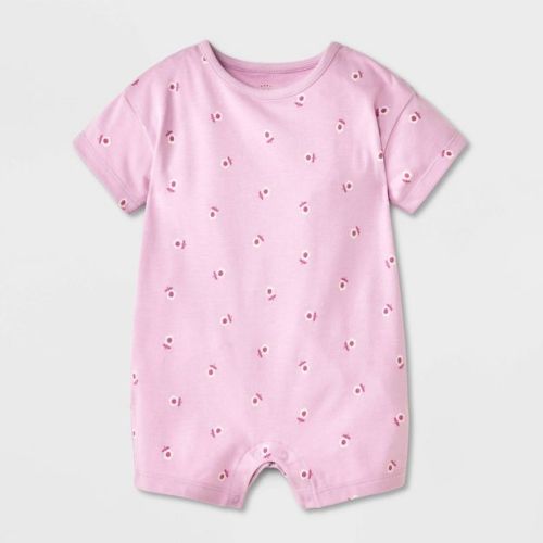 Baby Girls' Short Sleeve Cherries Romper - Cat & Jack™ Cream Newborn