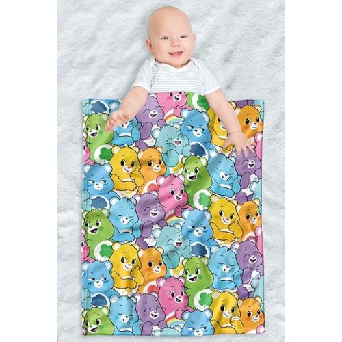 LOGOVISION Care Bears Lightweight Baby Blanket, 30"X40", Very Many Bears Pattern Unisex for Infants Girls & Boys
