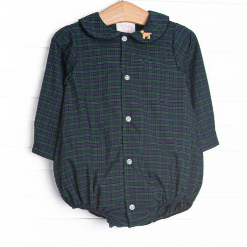 Puppy Plaid Embroidered Bubble, Blue – Stitchy Fish