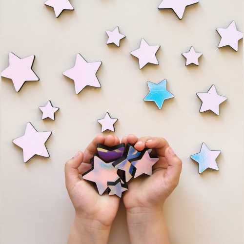 Glow in Dark Wooden Stars - Wooden Wall Stars, Glowing stars, Celestial decor girl bedroom, Hanging stars, Toddler room, Custom name sign