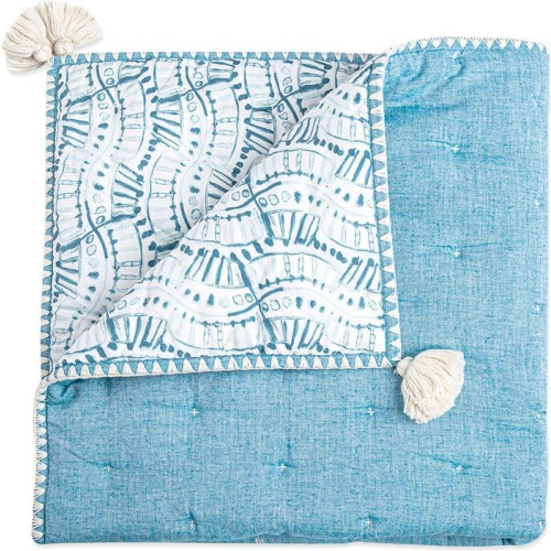 CRANE BABY Quilted Cotton Baby Blanket, Blue