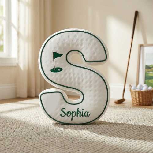 Personalized Golf Letter Pillow, Custom Name Initial Cushion, Golf Nursery Decor, Sports Baby Gift, Monogram Pillow