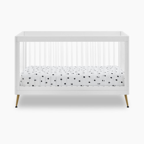 Delta Children Sloane 4-In-1 Acrylic Convertible Crib - Bianca White/Bronze