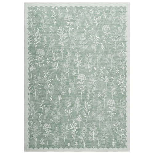 9x12 Under Bed Machine Washable Area Rugs, Modern Floral Print Floor Cover Carpet with Non Slip Backing Stain Resistant Farmhouse Rug for Nursery, Living Room, Office