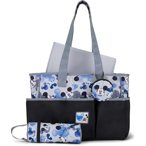 Disney Baby Multi-Functional Travel Tote Diaper Bag with Changing Pad - Large - Mickey Blue White