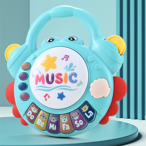 Kbndieu Christmas Gifts for Grandkids, Baby Piano Toys 6-12 Months, Musical Early Learning Toy Crab Piano Keyboard Toys Music Infant Toys Birthday Gifts for 1 Year Old Boys Girls, Blue