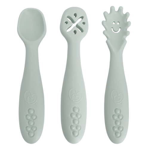 Dreambaby Scoop Mash and Twist Silicone Baby Spoon Set - 3 Stage Toddler Utensils for Baby Led Weaning - Soft Chew Training Spoons
