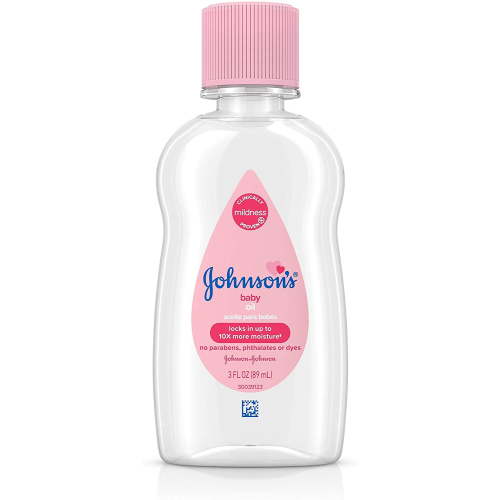 Johnson's Baby Oil, Pure Mineral Oil to Prevent Moisture Loss, Hypoallergenic, Original 3 fl. oz