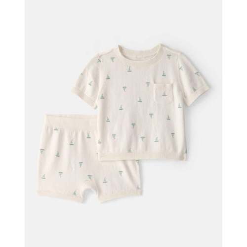 Baby 2-Piece Sailboat Sweater Top & Short Set - Ivory | Carter's