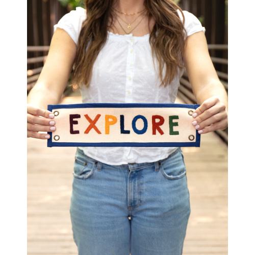 Explore Embroidered Canvas Banner - 1canoe2