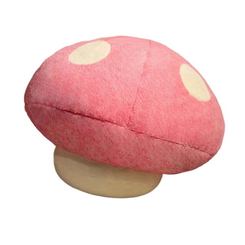 Pink Mushroom Plush Pillow Toy, Super Soft Stuffed Mushroom Decor with Cute Spots, for Kids Girls Boys Bedroom Couch Office Chair