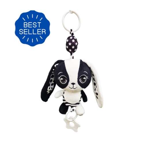 Billie the Bunny – High Contrast Sensory Hanging Toy – Young Wonderer Black and White Baby Boutique