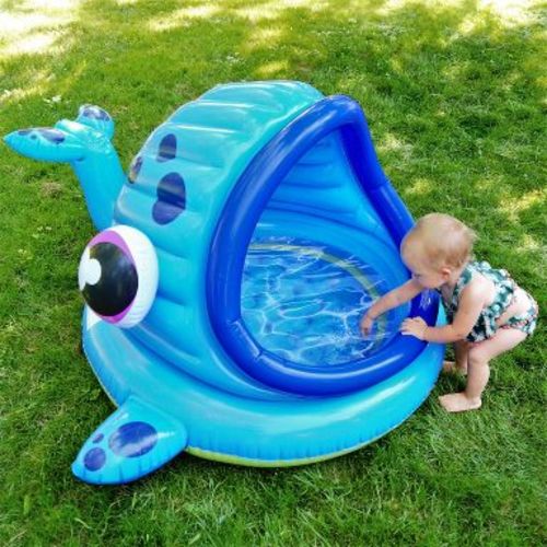 Joyfy Inflatable Outdoor Kiddie Pool, Whale Baby Pool Tent, Shade Swimming Pool for Kids Toddlers Swimming Pool Party Toys Summer Water Beach Fun