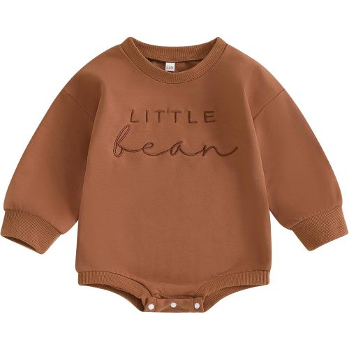 VISGOGO Newborn Baby Girl Boy Bubble Romper 3 6 9 12 18M Onesie Sweatshirt Long Sleeve Oversized Fall One-Piece Bodysuit