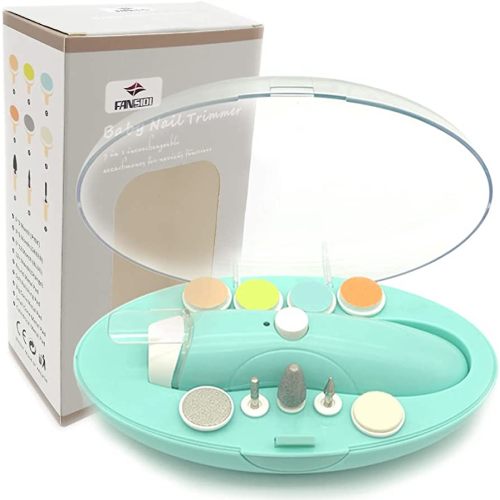 Rechargeable Baby Nail File, Fansidi Electric Baby Nail Trimmer for Newborn Infant or Toddler Toenail and Fingernail - Girls and Boys Accessory - Extra Replacement Pads Included (Blue)
