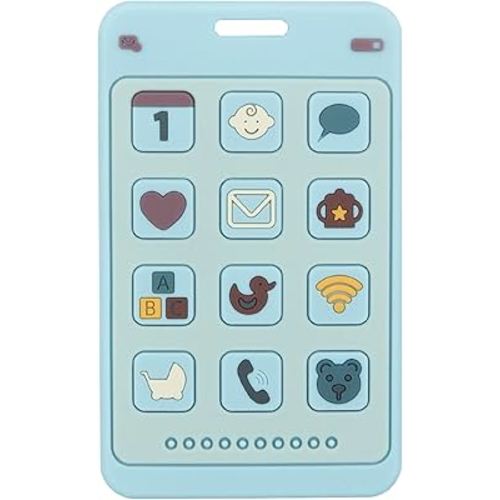 Soft Silicone Phone Shape Teether Boys Girls Baby Molar Teether Chew Toys, Teething Toy (Blue)