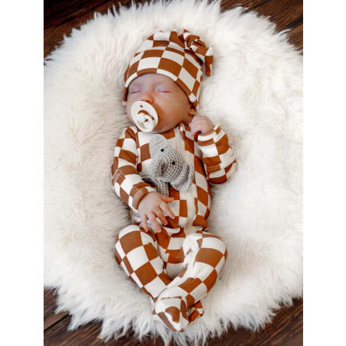 Stracciatella Checkerboard / Organic Zip Footie