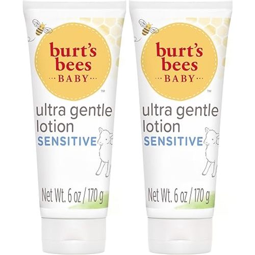 Burt's Bees Baby Ultra Gentle Lotion with Aloe for Sensitive Skin, Pediatrician Tested, 99.0% Natural Origin, 6 Ounces (Pack of 2)