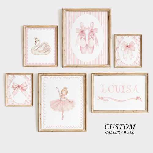 CUSTOM Ballerina Nursery Wall Gallery Art Pink Nursery Prints Baby Girl Nursery Print Girl Nursery Wall Art Nursery Decor Ballerina Wall Art