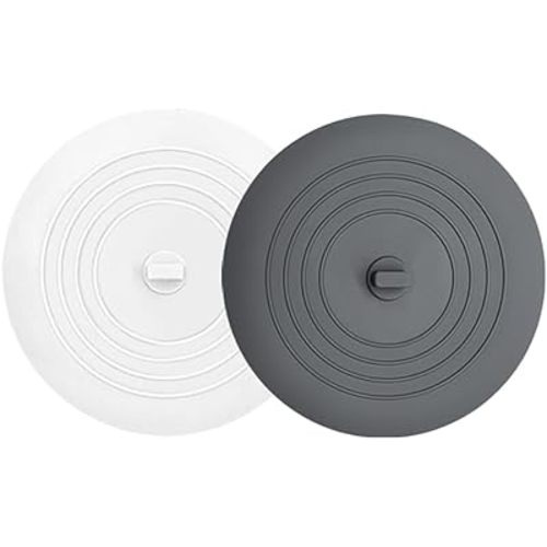 Tub Stopper 2PCS,Bathtub Drain Stopper,6 inches Bathtub Tub Drain Cover Stopper,Silicone Drain Plug Plug,Kitchen Bathroom Hair Water Shower Stopper,Large Bathroom Laundry Accessories (Grey/White)