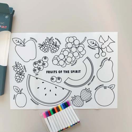 Fruits of the Spirit Washable Silicone Coloring Placemat