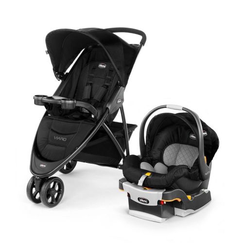 Chicco Viaro Travel System - Black: Lightweight One-Hand Fold Stroller with LATCH-Compatible Infant Car Seat & Base