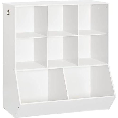 HOOBRO Kids Bookshelf, Toy Storage Cabinet, Kids Toy Organizer, 8 Cubicles, Bookcase Footboard, Bookshelf for Kids, for Playroom, Bedroom, Nursery, School, White WT35CW01G1