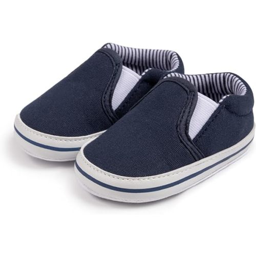 Meckior Infant Baby Girls Boys Canvas Shoes Soft Sole Toddler Slip On Newborn Crib Moccasins Casual Sneaker Austin Boy's Flat Lazy Loafers First Walkers Skate Shoe
