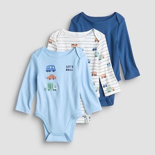 Baby Boy Jumping Beans® 3-Pack Long Sleeve Lapped Shoulder Bodysuits