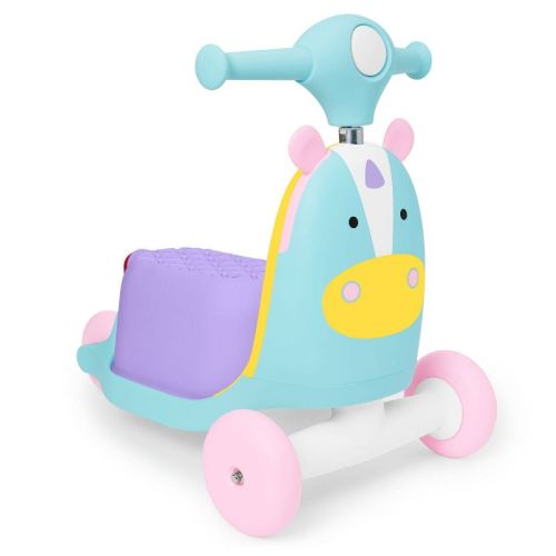 Skip Hop Kids' 3-in-1 Baby Activity Push Walker & Ride On Scooter Toy - Unicorn: Gross and Fine Motor Skills, 44 lbs Capacity