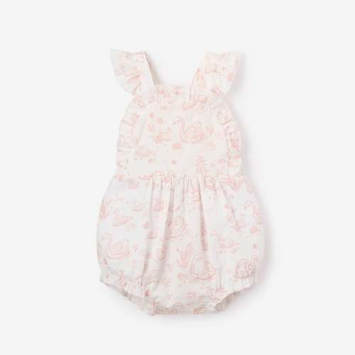 Elegant Baby - Swan Toile Swiss Dot Sunsuit (size 6-9 months)