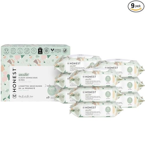 The Honest Company Unscented Wipes Over 99% Water Compostable Plant-Based Baby Hypoallergenic for Sensitive Skin EWG Verified Geo Mood 648 Count
