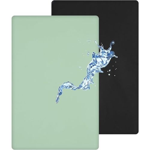 david's kids Waterproof Mini Crib Sheets, 2 Pack Ultra Soft Breathable Mini Crib Mattress Protector for Boys Girls, Universal Fit for Pack N Play, Playard and Mini Crib Mattresses, Black & Sage Green