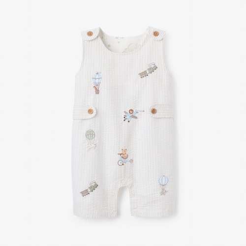 Up & Away Embroidered Gray Seersucker Jon Jon