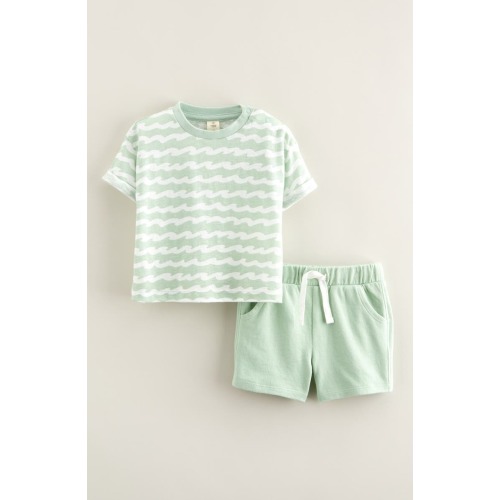 Patterned T-Shirt & Drawstring Shorts Set, 6M