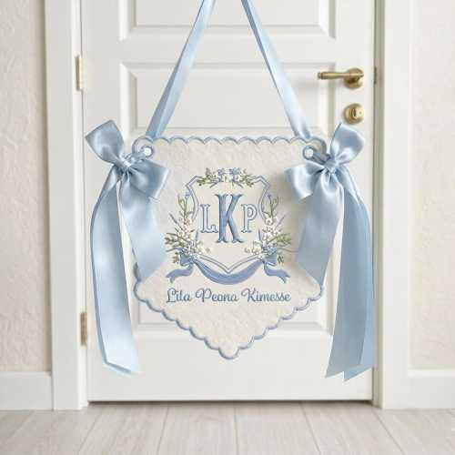 Custom Embroidered Name Banner, Nursery Fabric Garland, Baby Shower Heirloom Keepsake, Personalised Birthday Banner